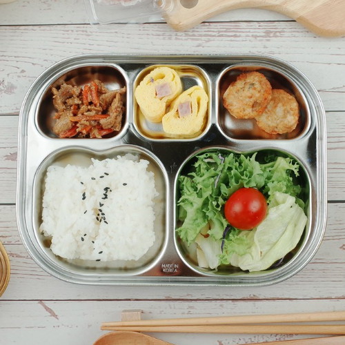 에스유컴퍼니 ㅤ베이직 스텐 5구 하트 다이어트식판_이미지