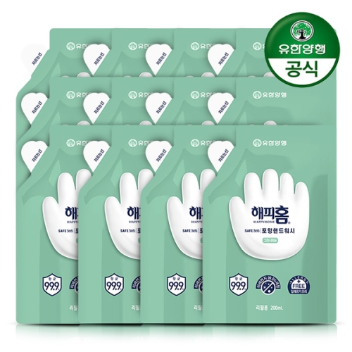 해피홈 그린 샤워향 세이프 365 포밍 핸드워시 리필 200ml (12개)_이미지