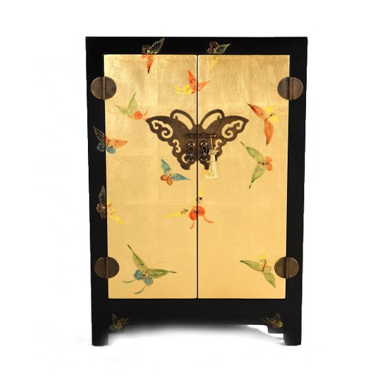아시안데코 흑골드 나비장 (소)