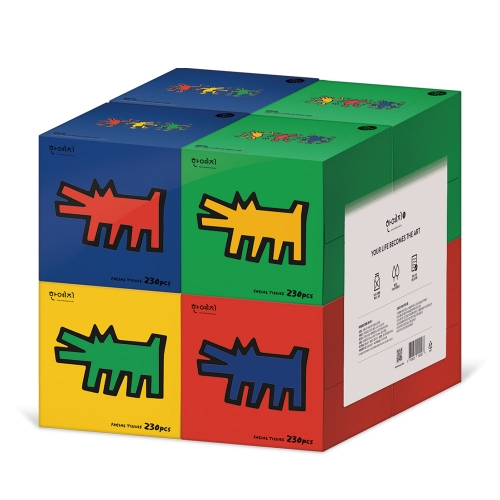 한예지 키스해링 큐브 미용티슈 230매 (8입) (1팩(8입))