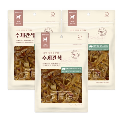 에이치디씨 수제간식 돼지귀 슬라이스 70g (3개)_이미지