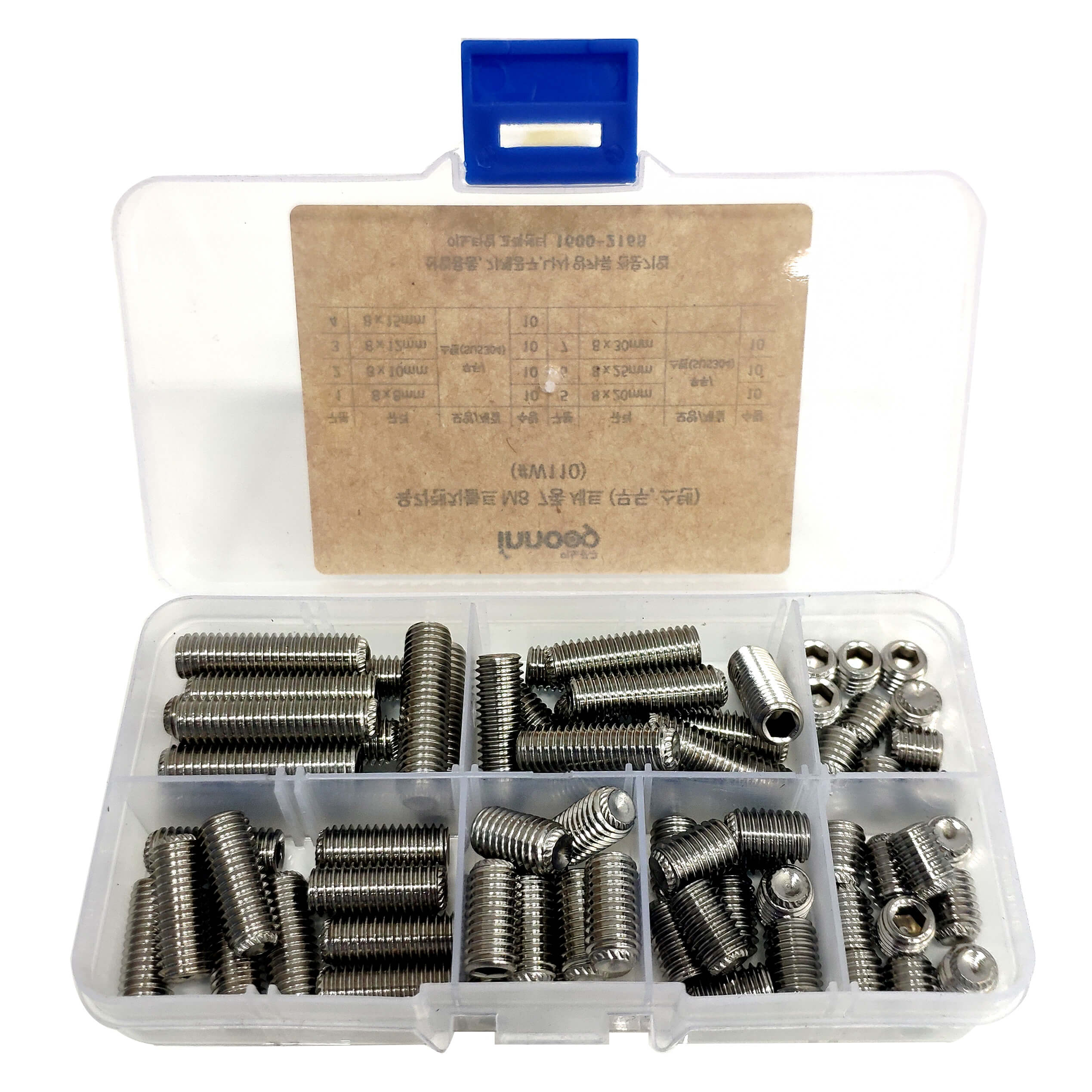 이노공구 육각렌치볼트 무두 스텐 7종 세트 M8 W110 (70pcs)_이미지