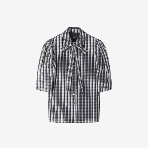 모조에스핀 퍼프 소매 체크 블라우스 J253XSC011