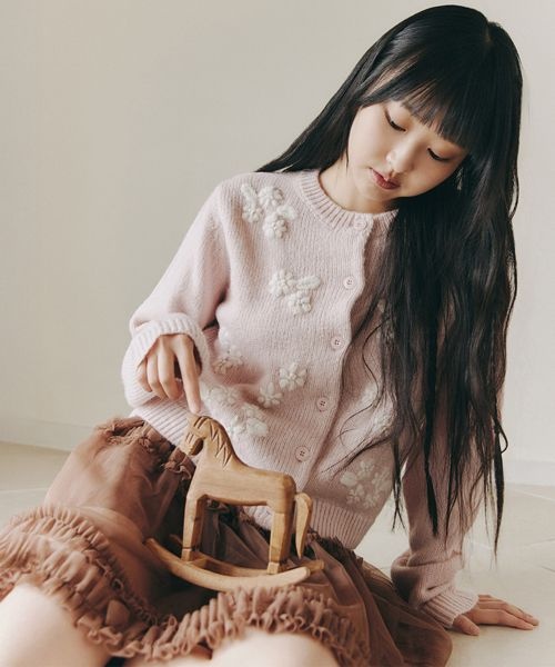 테일즈 CELITAILS FLOWER STITCH CARDIGAN_LIGHT PINK CE2578CD001MLP 374084