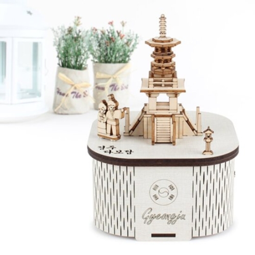 영공방 YM971 회전 우드오르골 경주 다보탑