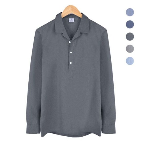 쿠디 오픈 카라 반탁 보카시 다크그레이셔츠 _NWM005 W15E2E9 W15E2E9