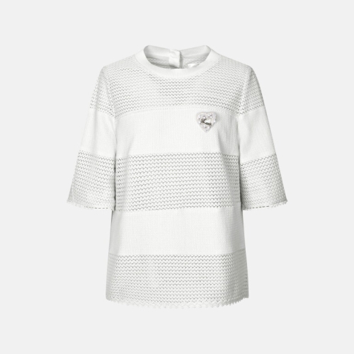 기비 배색 레이스 링클 블라우스 GY24M1FRB08