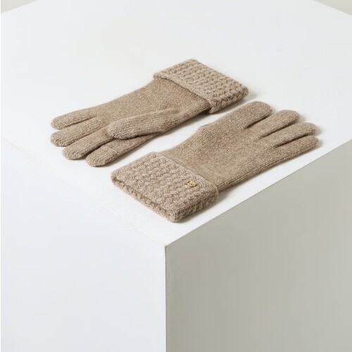 여성 멜란지 브라운 캐시미어100% 여성장갑 DCGV5F395W2