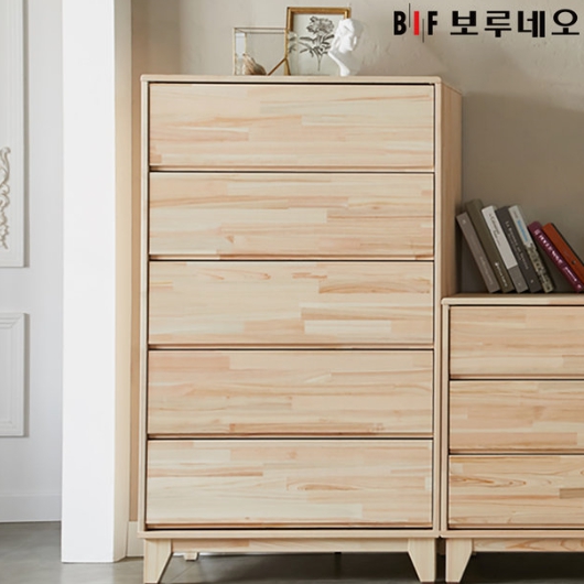 BIF보루네오 앳홈 편백나무 5단 서랍장 800