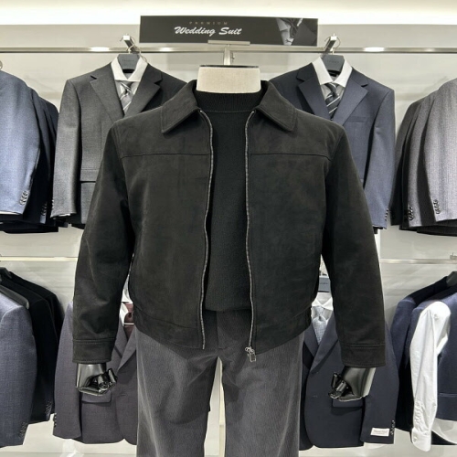 트루젠 비건 스웨이드 블랙 세무 트러커 블루종 캐주얼 자켓 FI8826001054