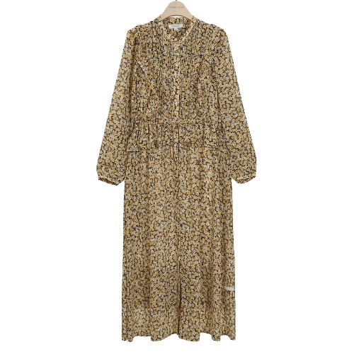 패턴 프릴 롱 원피스 T212MOP147W