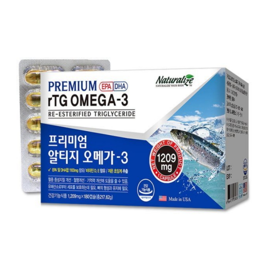 한국바이오팜 네추럴라이즈 프리미엄 알티지 오메가-3 180캡슐 (1개)