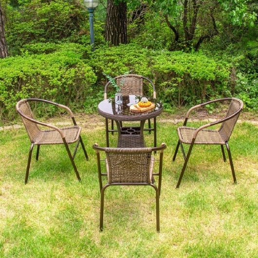 위드퍼니처 NEW 메이드 원형 야외 테이블 600 (39번의자4개)_이미지