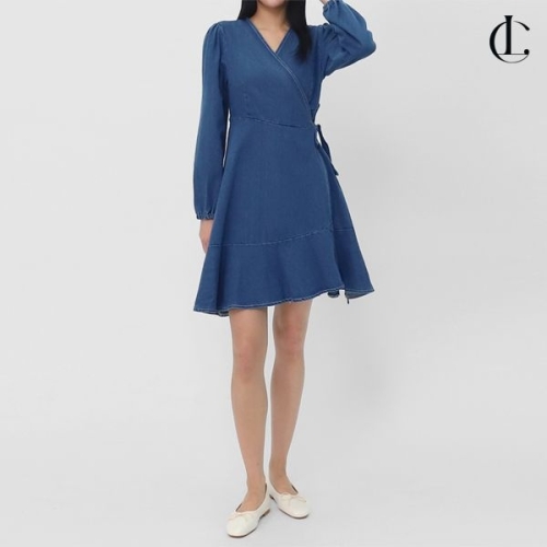 엘케이트 여자 데님 원피스 플레어 봄 미니 랩원피스 LPPA003