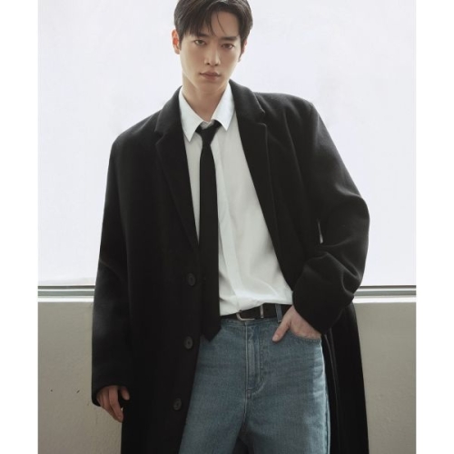 드로우핏 DRAW FIT 프리미어 퓨어 캐시미어 히든 싱글 코트 BLACK DFCT1401BK 331203_이미지