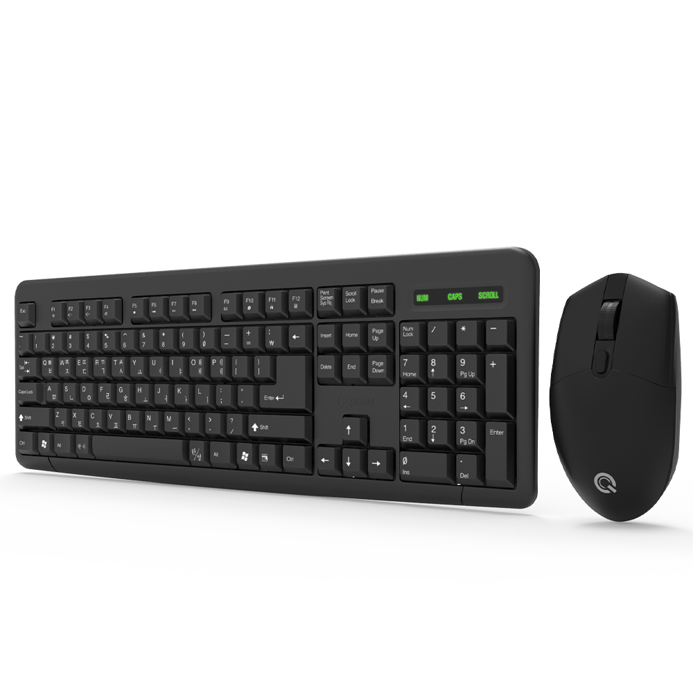 QSENN MK210 무선 키보드 마우스 세트 (블랙, 키스킨 미포함)_이미지