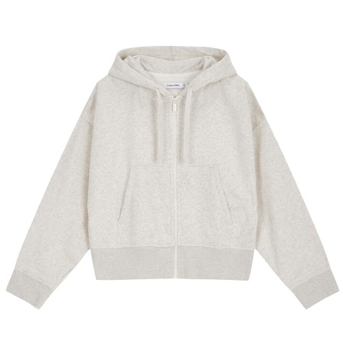 릴렉스핏 CK 스몰 로고 크롭 기모 후드 집업 40WH104