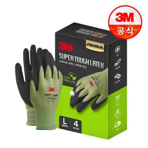 3M 안전장갑 슈퍼터프 라텍스 레져용 장갑 그린 L 1박스 4개입