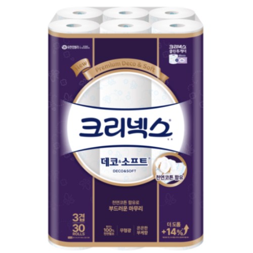 크리넥스 데코 앤 소프트 27m (30롤) (2팩)