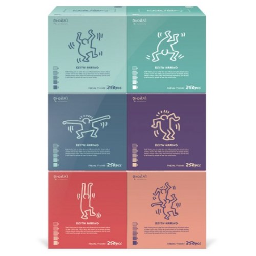 한예지 키스해링 오브제 미용티슈 250매 (6입) (1팩(6입))_이미지