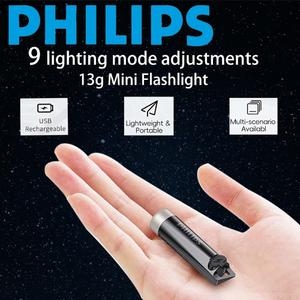 필립스 LED -최신 휴대용 LED 플래시 라이트 충전식 미니 손전등 캠핑 램프 하이킹 방어 1개 SFL1121