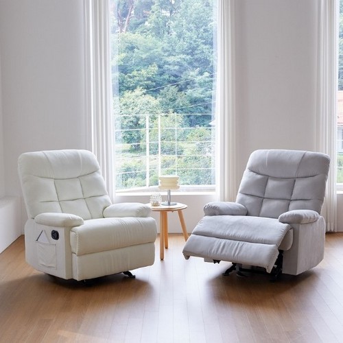 베스트리빙 체크 패브릭 리클라이너 1인용_이미지