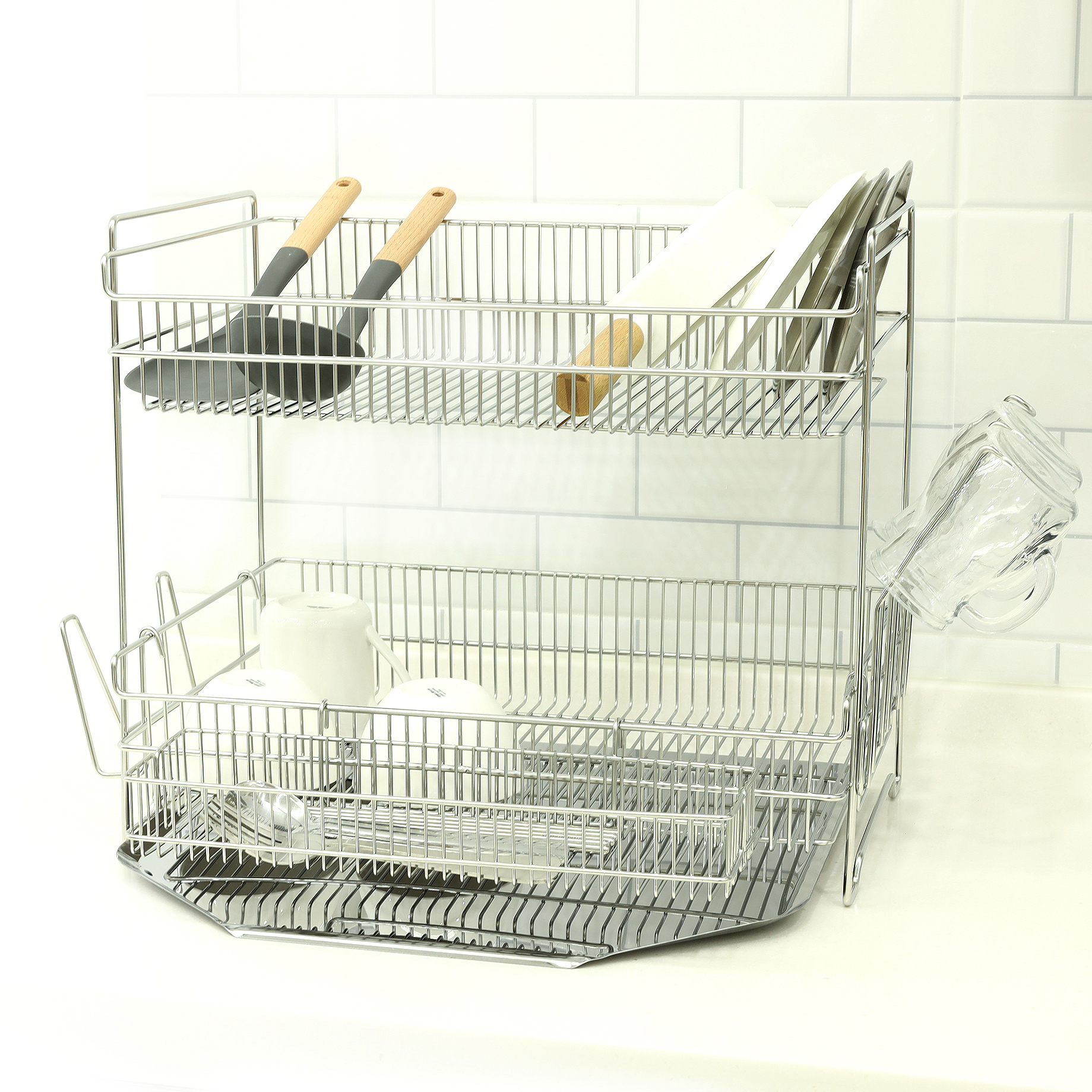 프리미엄 스테인리스 식기건조대 2단