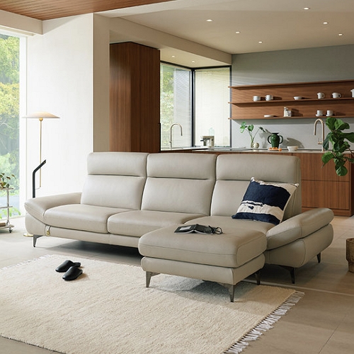 다우닝 피아 전체 천연가죽 소파 4인용 (스툴포함)_이미지