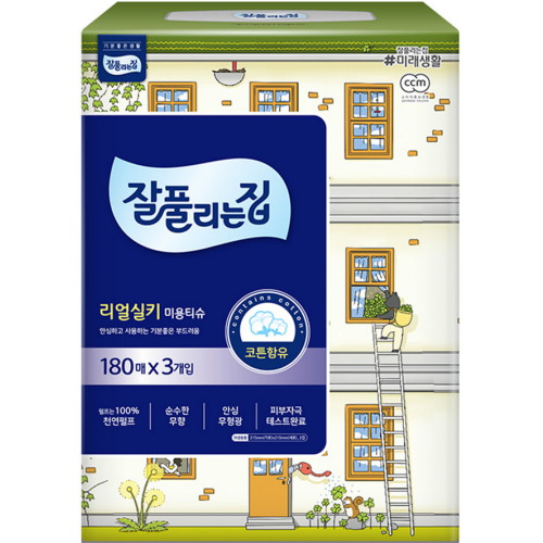잘풀리는집 ㅤ스퀘어 미용티슈 180매 (3개입) *3팩_이미지