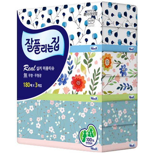 잘풀리는집 ㅤ스퀘어 미용티슈 180매 (3개입) *3팩_이미지