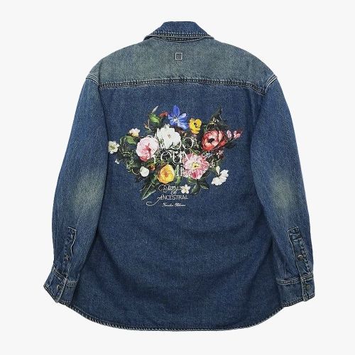 우영미 플라워 백로고 데님셔츠 블루 W253SH26885L