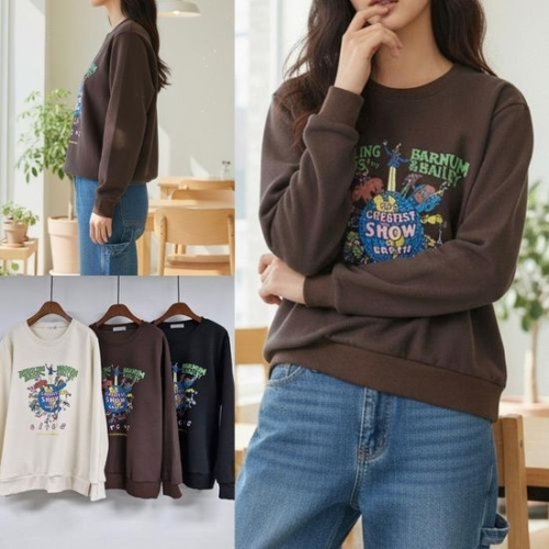 시드마켓 링링삐에로오버핏맨투맨 511V604S 빅사이즈 여성의류_이미지