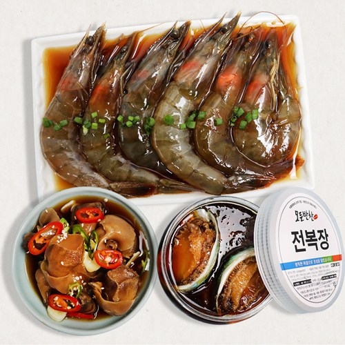 모든반찬 절임류 3종세트 전복장+새우장+소라장 각400g 400g 3개