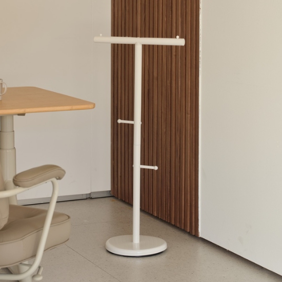 동서가구 롤리 스탠드 이동식 가방걸이 옷걸이 화이트 행거_이미지