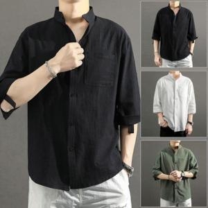남성 948F9A 남성 출근룩 캐주얼 시원한 차이나카라 린넨 셔츠_이미지