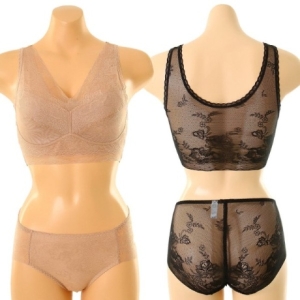 와코루 플라워 패턴 자가드 런닝 브라렛 부인군팬티 셋트 LGB380R/LGB380T