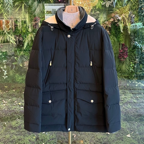  브루넬로쿠치넬리 Down Jacket with Hood NAVY+GEYSER+PIOMBO MM4911823 CFV83