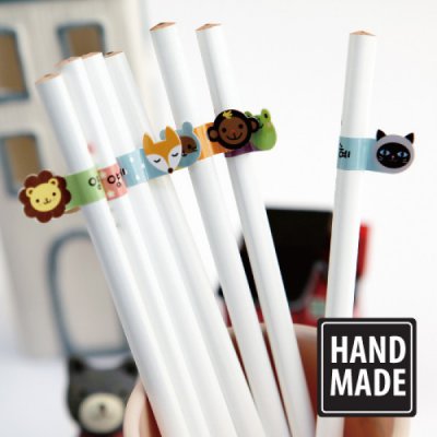 디자인아지트 수제네임스티커 애니멀 연필마스코트_이미지