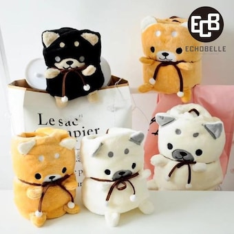 에코벨 시바견 캐릭터 무릎<b>담요</b>