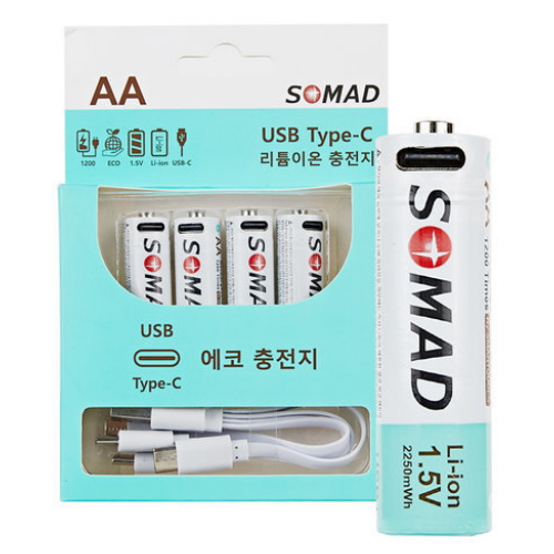 민트 C타입 충전식 리튬이온 건전지 AA (벌크)