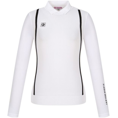 팬텀 사이드 배색 펀칭 카라 긴팔 니트 221B1SR155