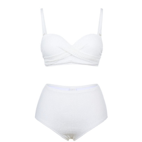 여성 솔리드 셔링 비키니 화이트 RN-LS2F301-WH
