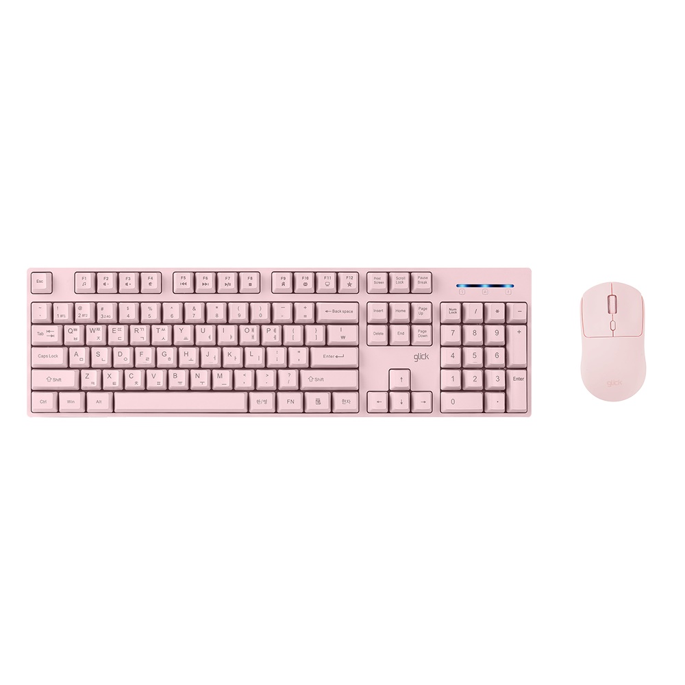 지클릭커 오피스프로 WMK615 스탠다드M 무선 키보드 마우스 세트 (핑크)_이미지