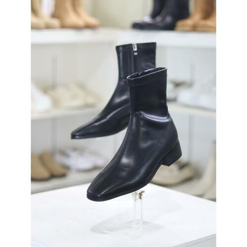 세이브존03 스판 스퀘어 토 3.0cm 청키힐 앵클부츠 BY 23S10894BB3 S11412473