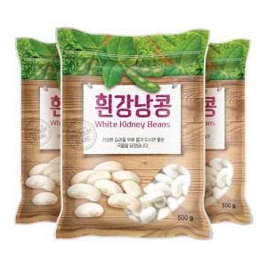 현대농산 흰강낭콩 500gx3봉 / 3kg 찰흑미 증정_이미지