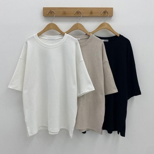 강물처럼 빅사이즈티 Q224L 510 데일리피치기모R반팔티 RD 42216418_이미지