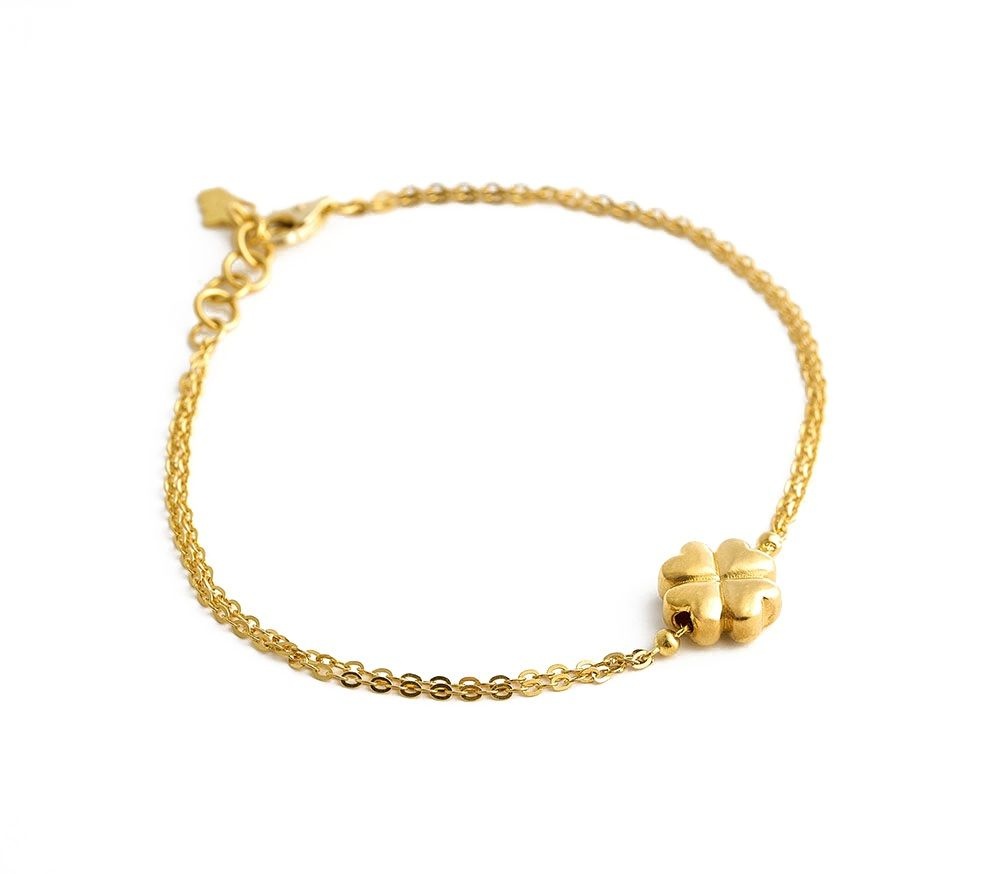 24K 골드 행운 클로버 한돈 순금 팔찌 3.75g LWB25019Z