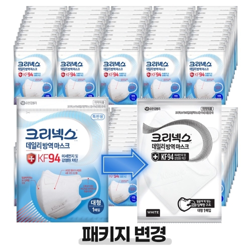 유한킴벌리 크리넥스 데일리 방역 마스크 KF94 대형 1입 1개입 40개 화이트_이미지