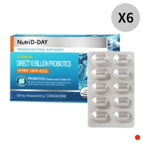 뉴트리디데이 다이렉트 100억 유산균 500mg 60캡슐 (12개)