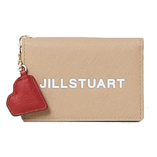 질스튜어트 브라운 로고프린트 가죽 카드 반지갑 JAHO3E485W2